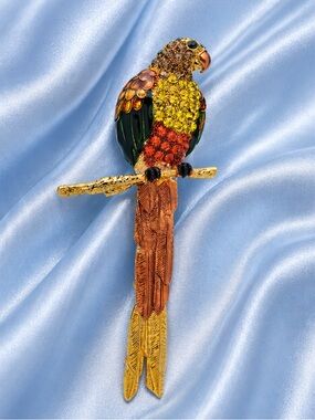 Luxury Parrot Gold Colorful Crystal Brooch